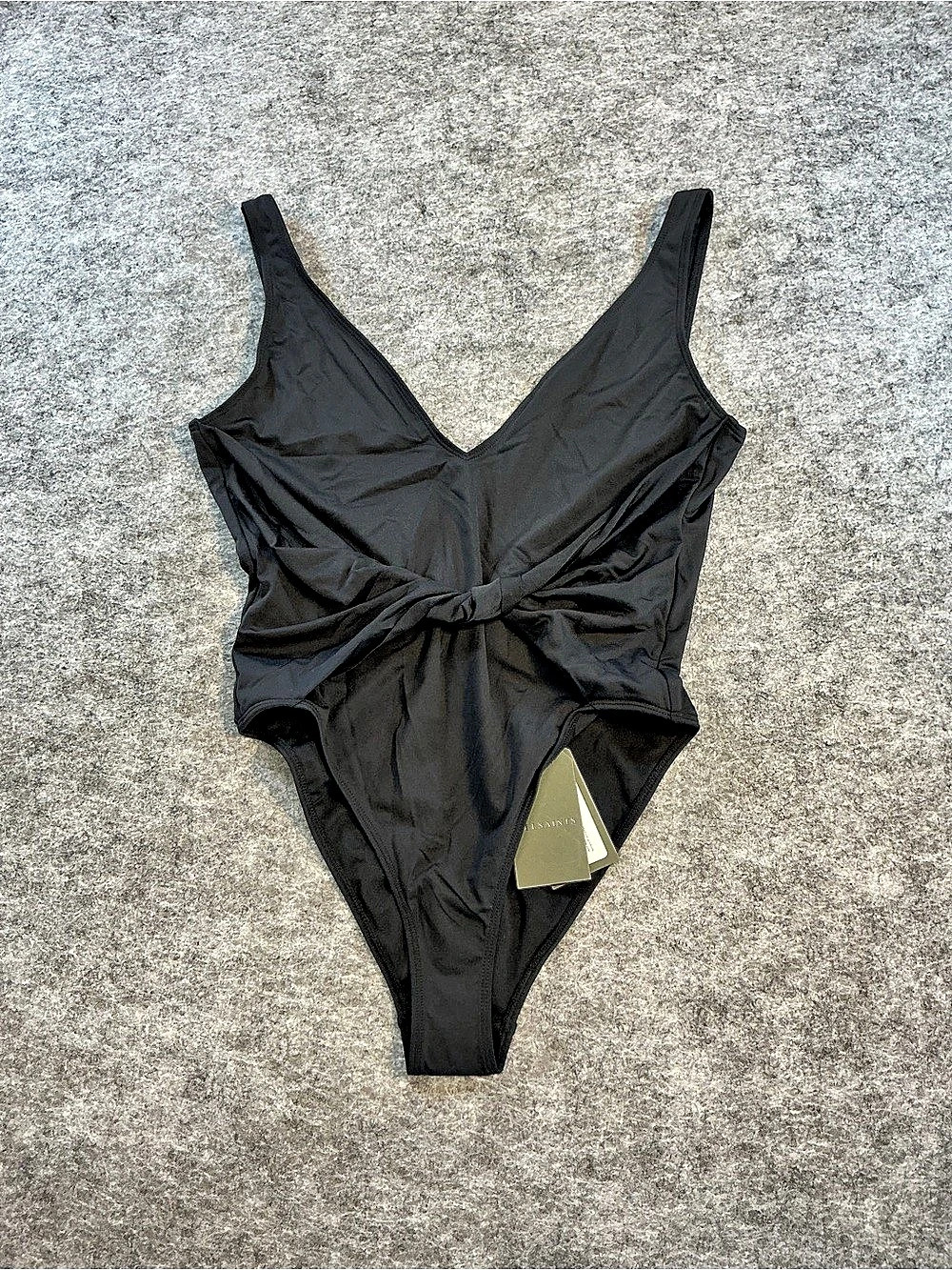 AllSaints Georgia Swimsuit Black Ruched One-Piece Size Medium